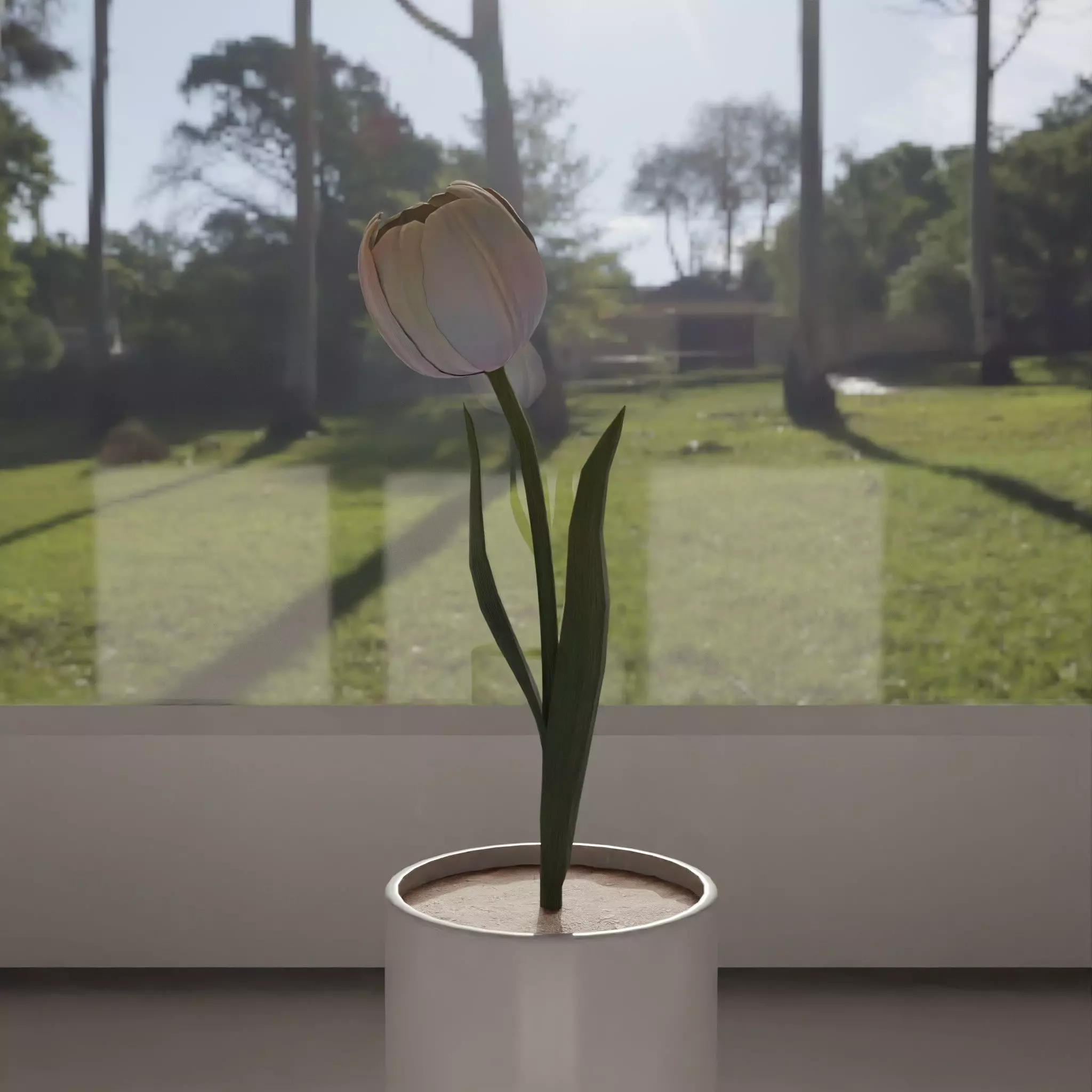 Flower in vase Tulip Low-poly 3D model_0
