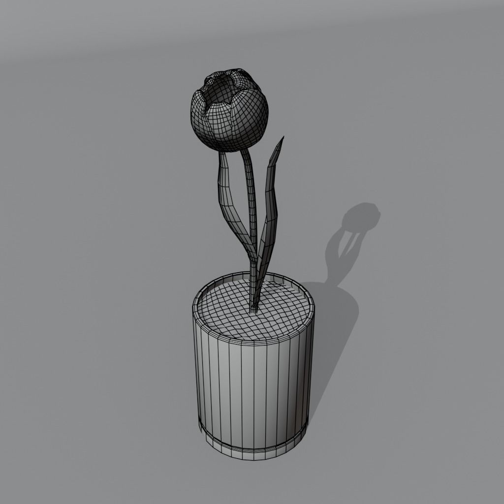 Flower in vase Tulip Low-poly 3D model_10