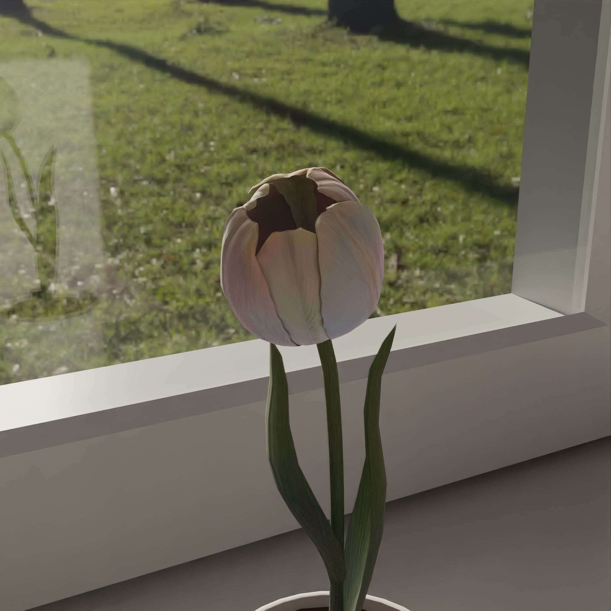 Flower in vase Tulip Low-poly 3D model_3