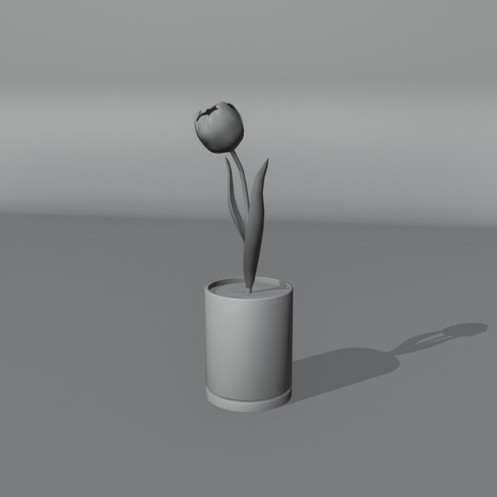 Flower in vase Tulip Low-poly 3D model_6