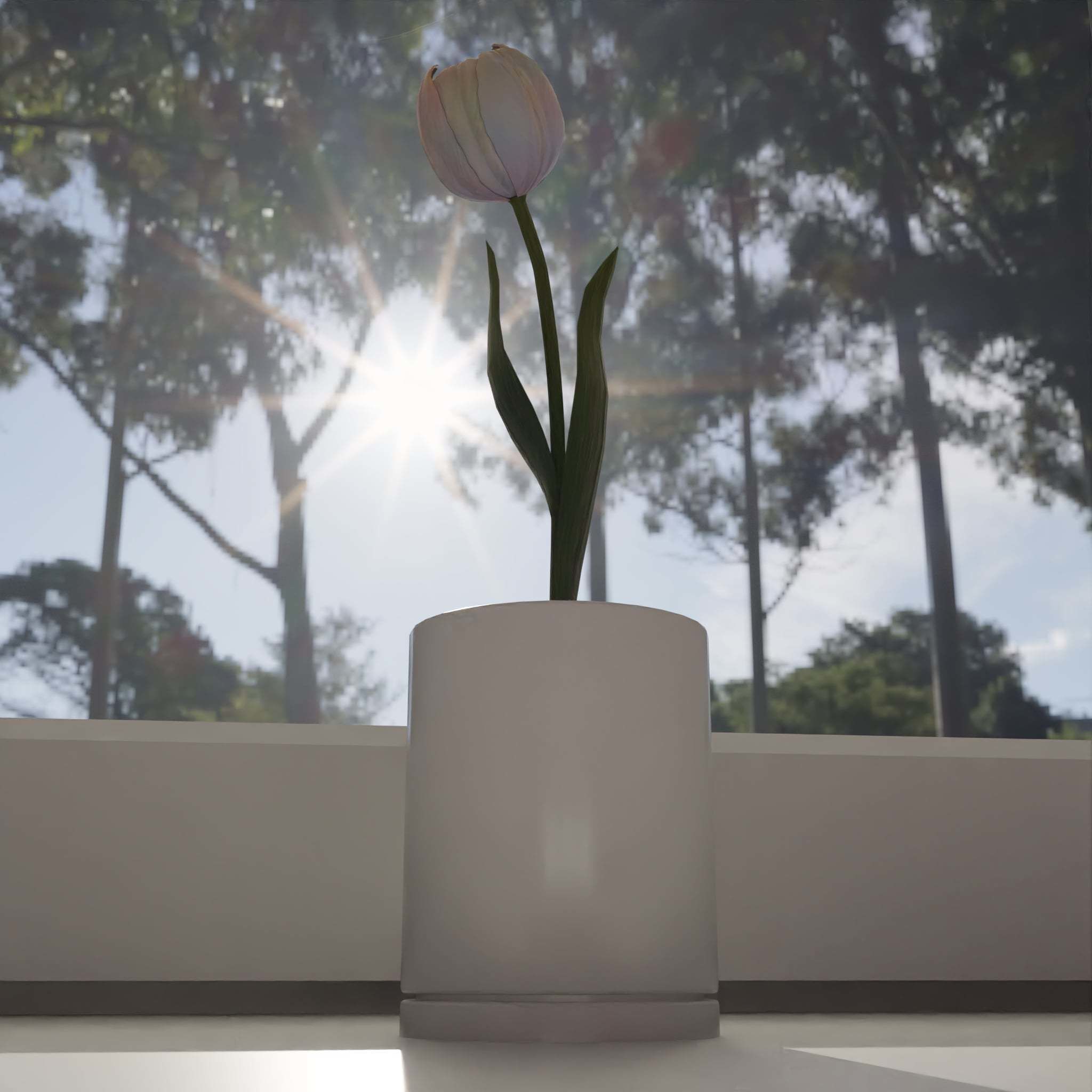 Flower in vase Tulip Low-poly 3D model_2