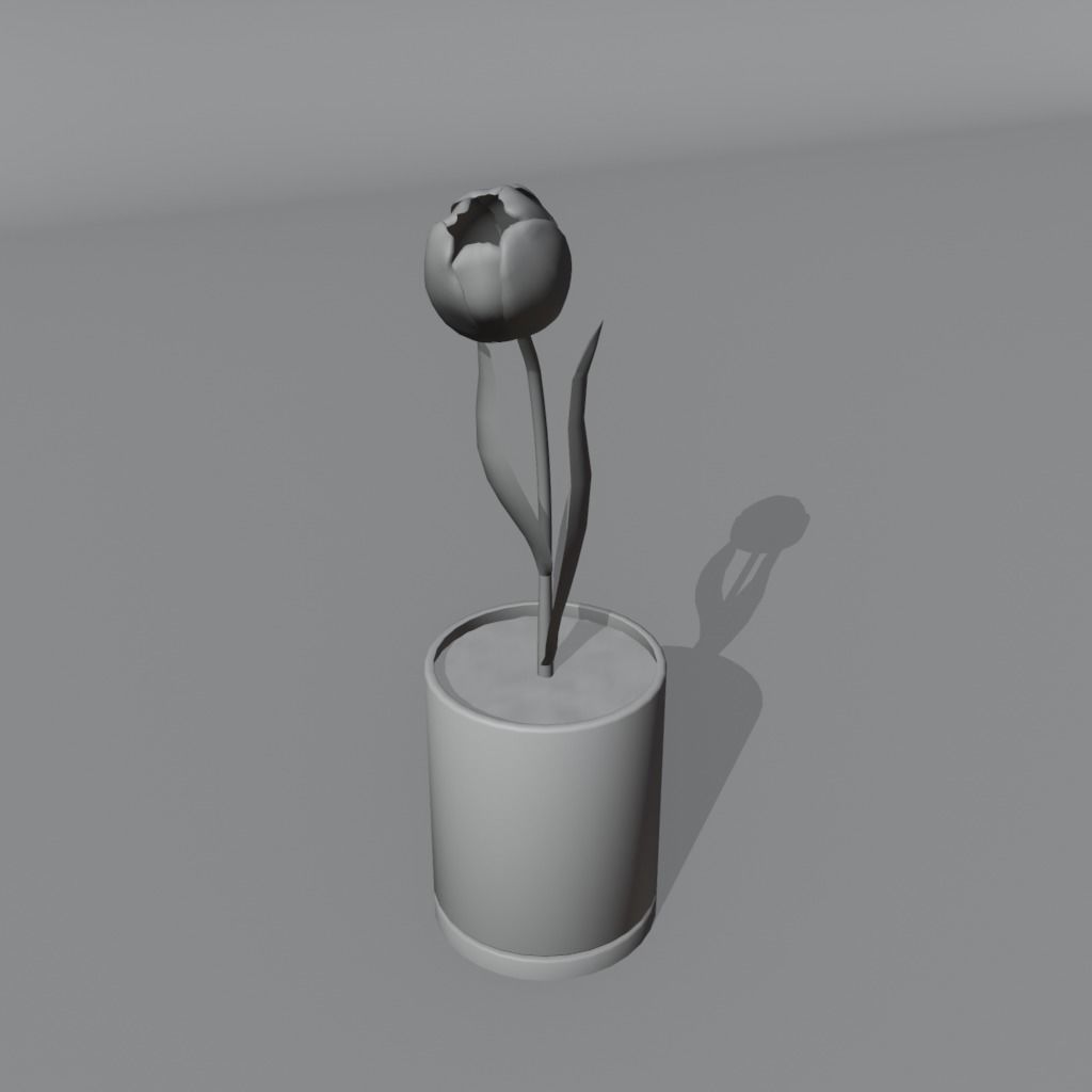 Flower in vase Tulip Low-poly 3D model_7
