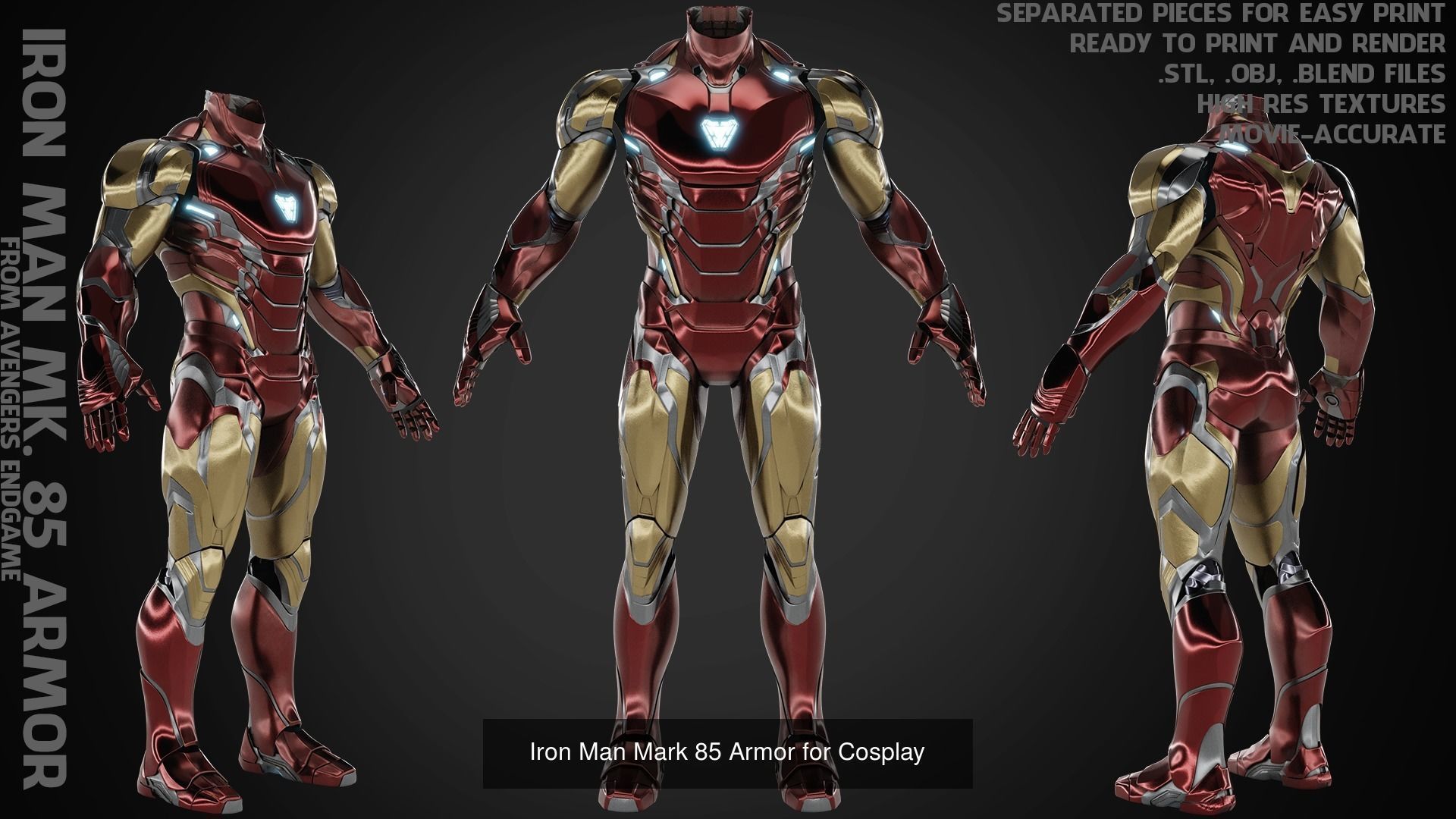 Iron Man Mark 85 Full Armor for Cosplay 3D print model 3D Model Collection_4