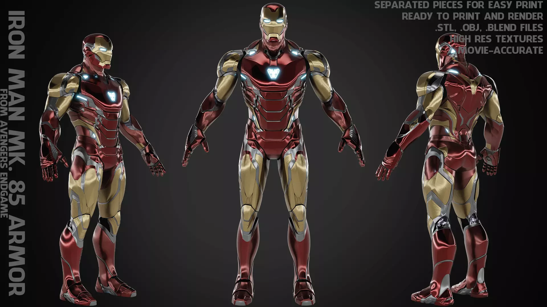 Iron Man Mark 85 Full Armor for Cosplay 3D print model 3D Model Collection_0