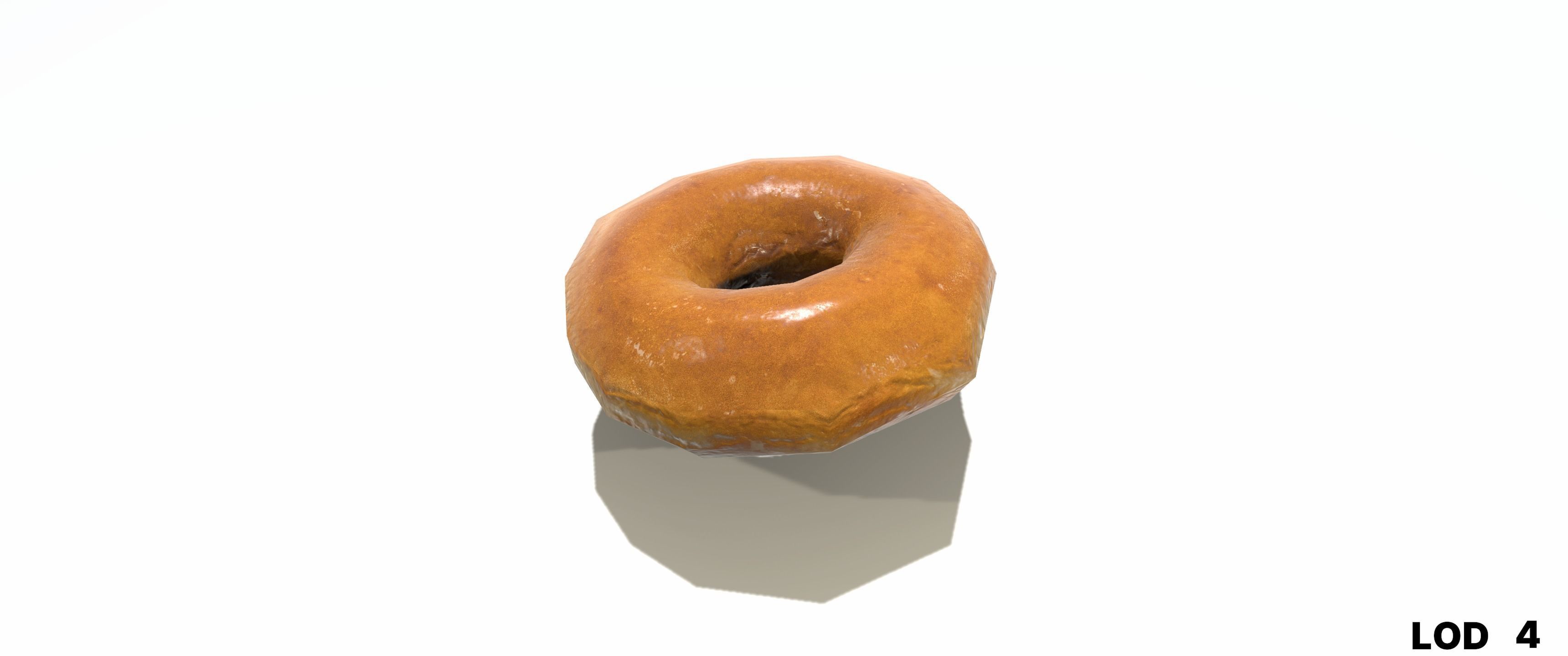 8k Glazed Doughnut - 5 Levels of Detail Low-poly 3D model_56