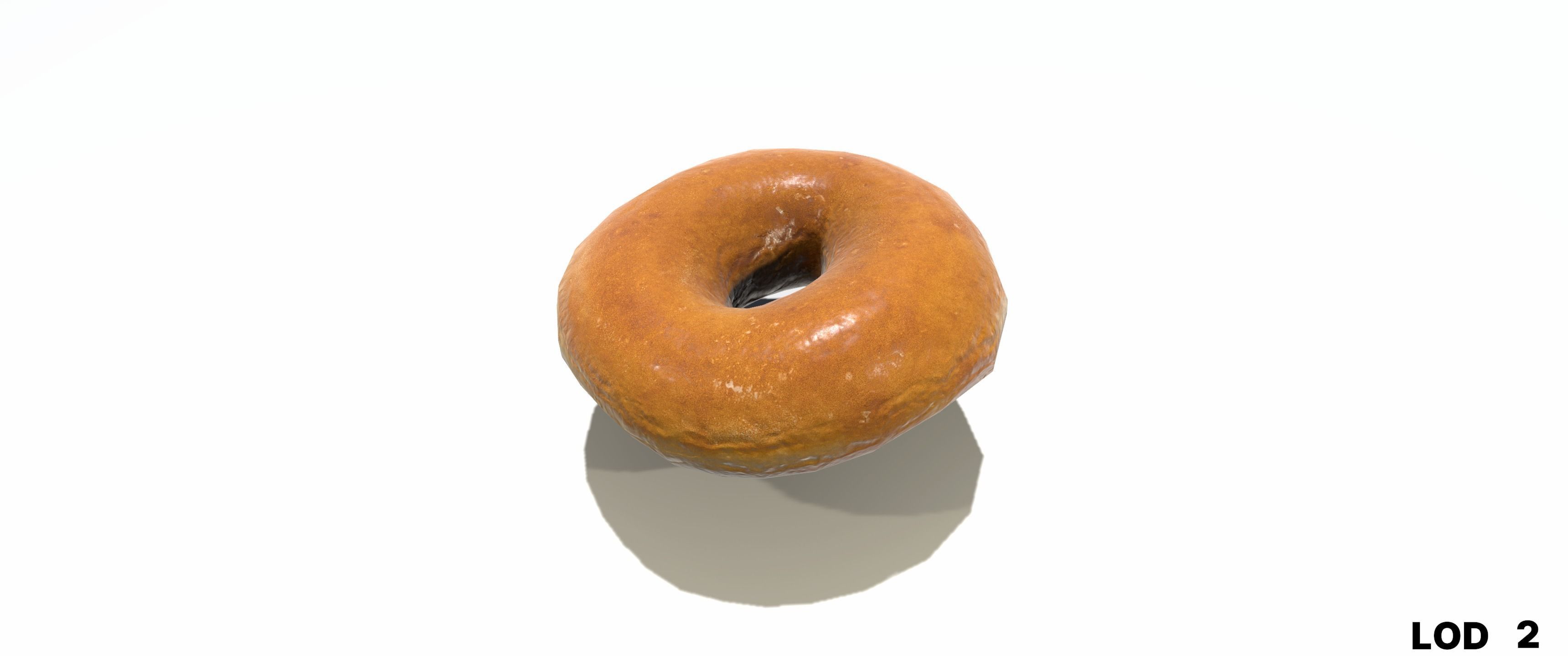 8k Glazed Doughnut - 5 Levels of Detail Low-poly 3D model_38