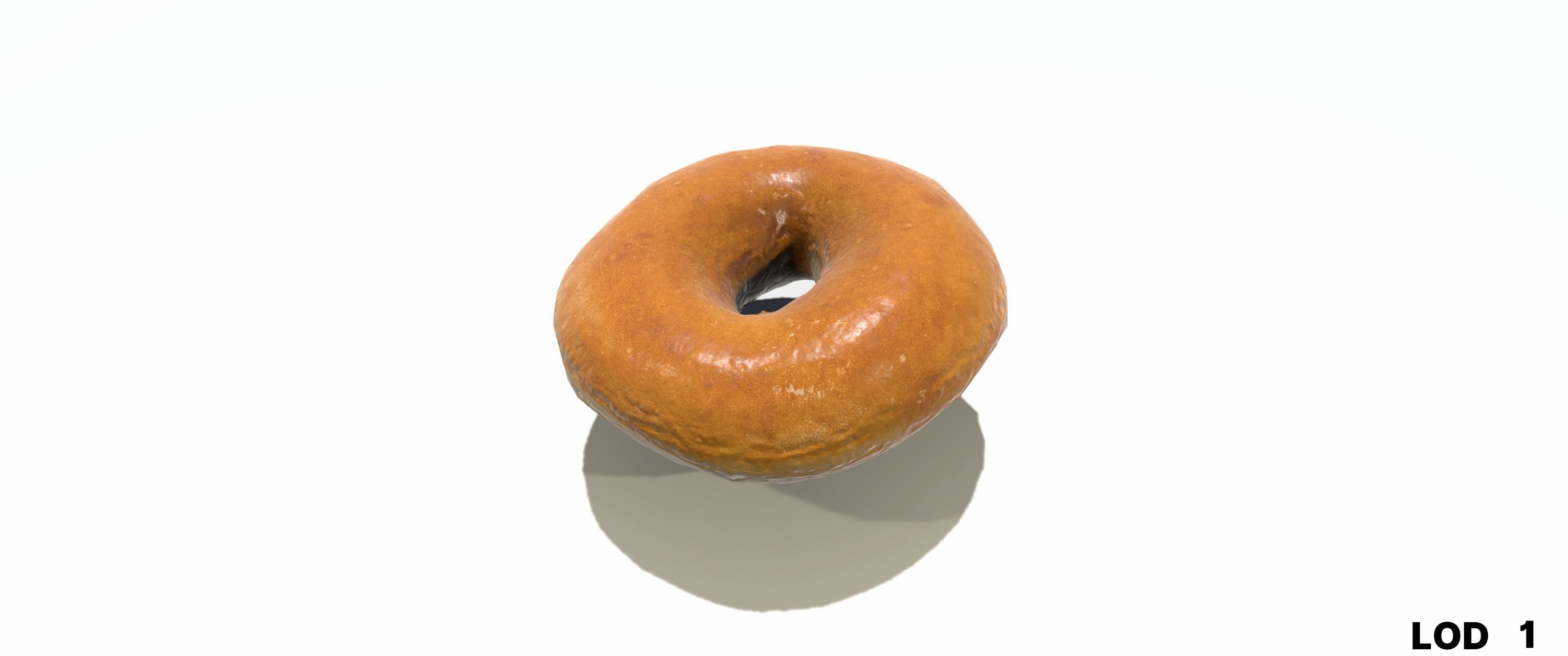 8k Glazed Doughnut - 5 Levels of Detail Low-poly 3D model_29