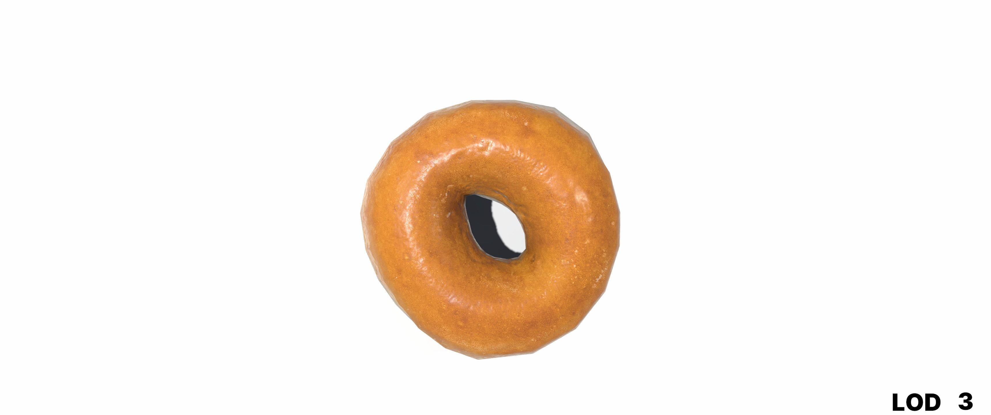 8k Glazed Doughnut - 5 Levels of Detail Low-poly 3D model_48