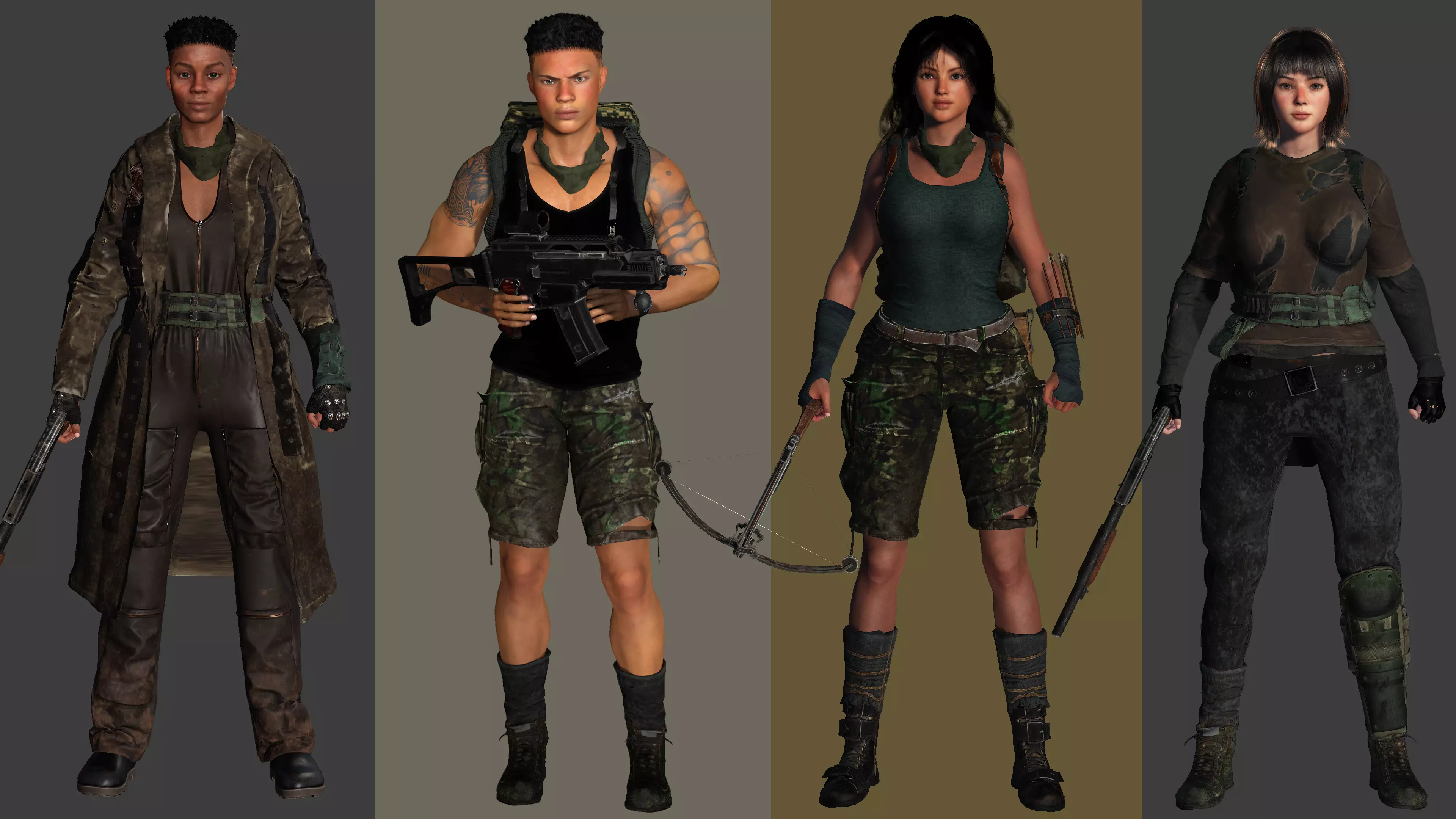 AAA 3D REALISTIC POST APOCALYPTIC CHARACTER PACK 01- 4 Models 3D Model Collection_0