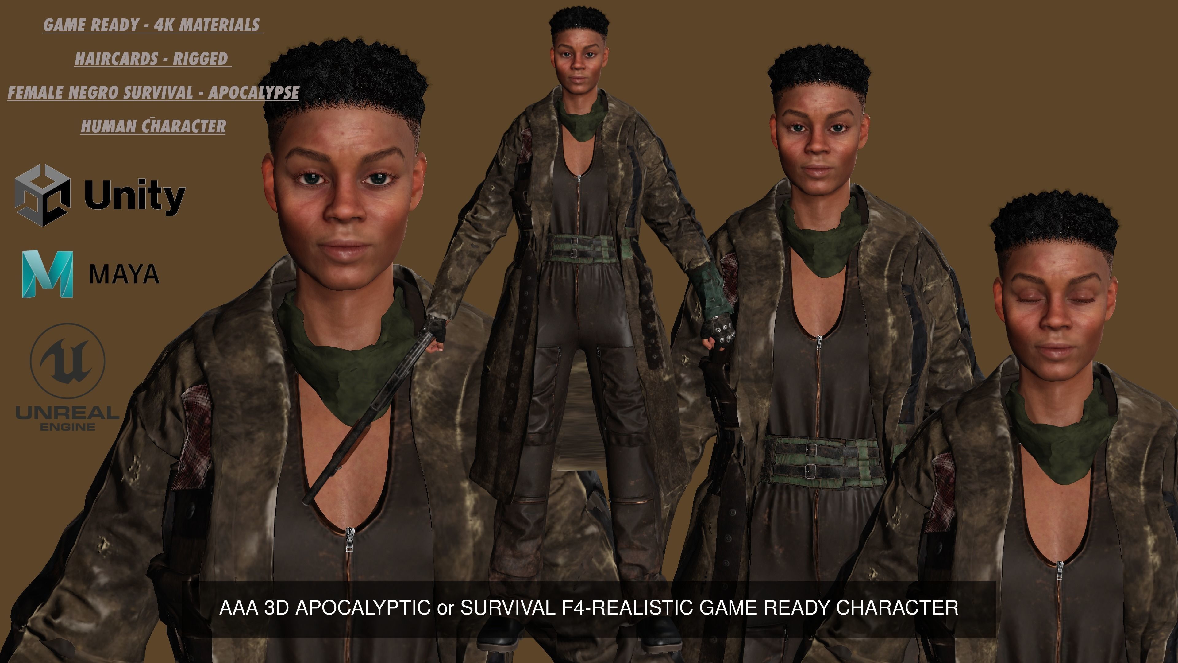 AAA 3D REALISTIC POST APOCALYPTIC CHARACTER PACK 01- 4 Models 3D Model Collection_2