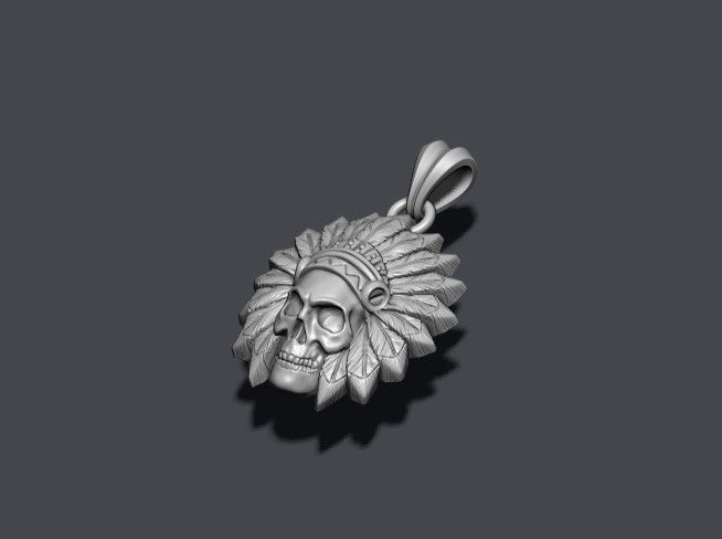Native skull pendant 3D print model_1