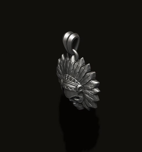 Native skull pendant 3D print model_5
