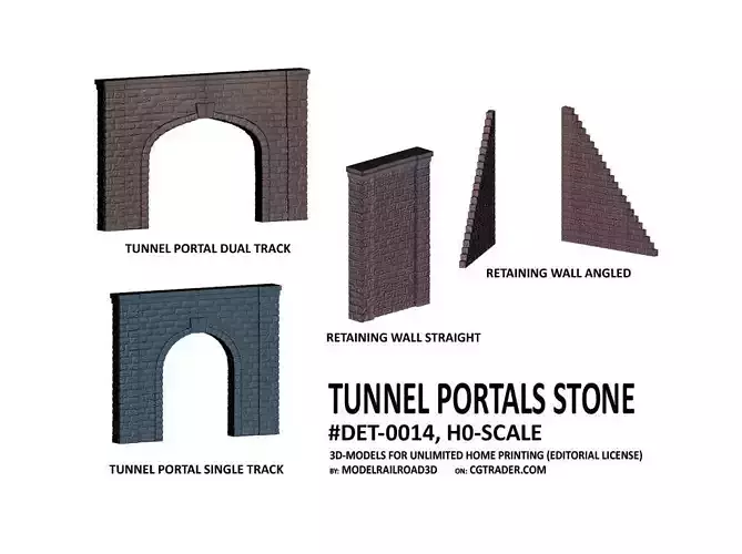 DET-0014 Tunnel portals cut stone H0-scale 3D print model