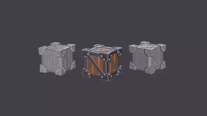 Stylized Wooden Box - 3d model low poly