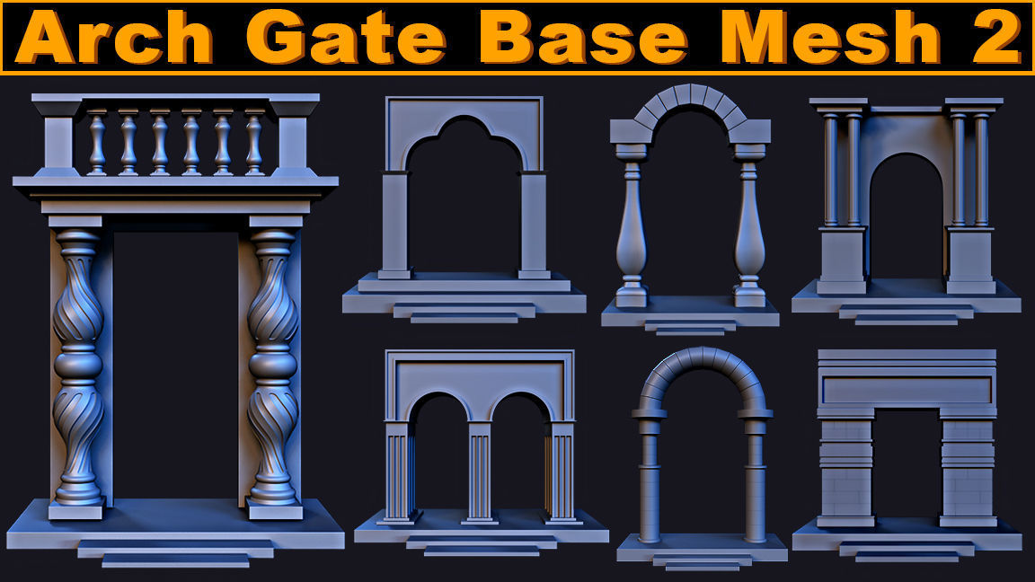 Gate Mesh Texture 3D model Arch Gate Base Mesh Vol 2 VR / AR / low-poly | CGTrader