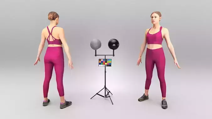 Attractive woman in sport outfit in A-pose 394 Low-poly 3D model