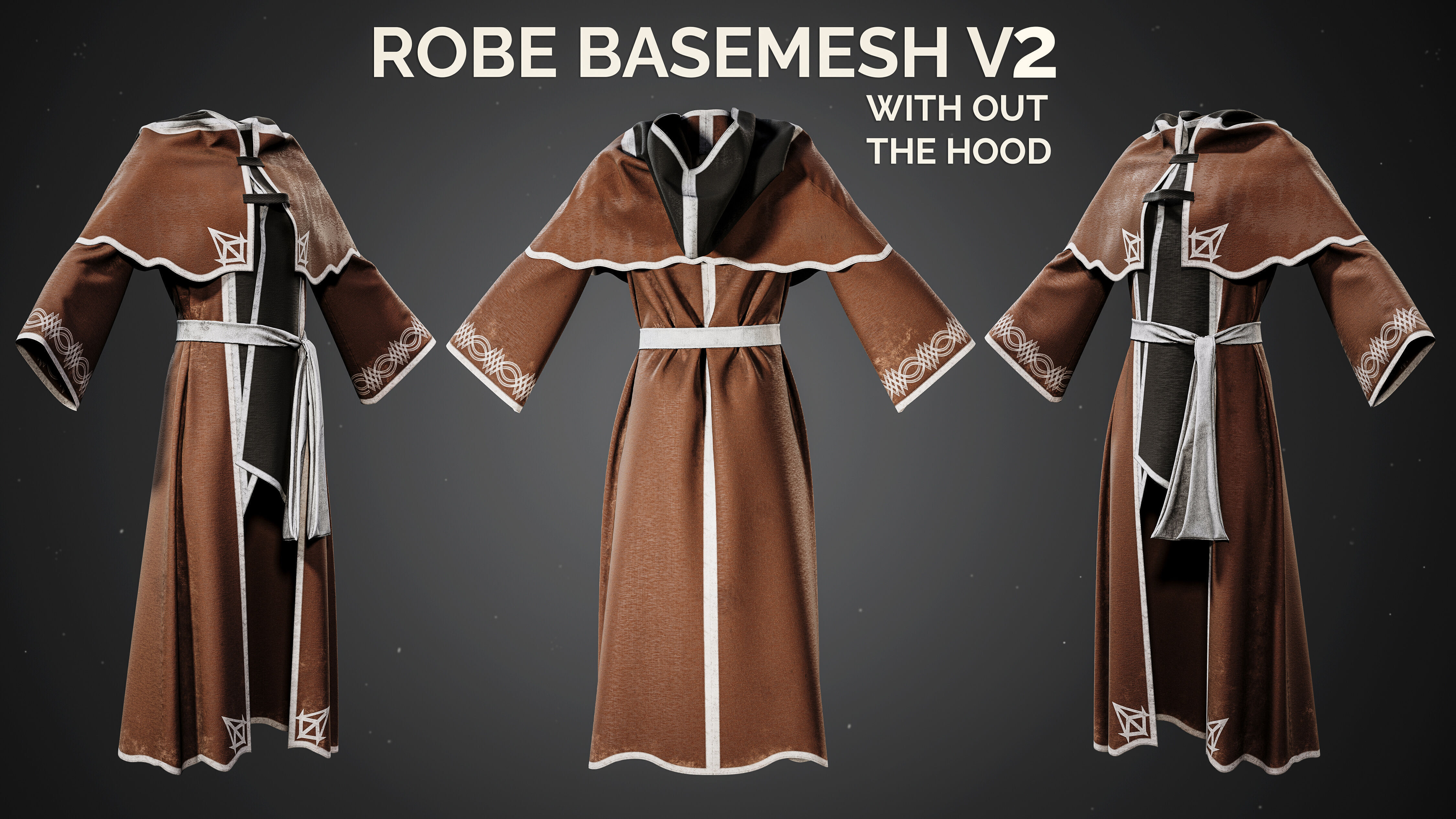 9 Wizard Robe Basemesh Models - Fantasy Mage Cloaks 3D model_3