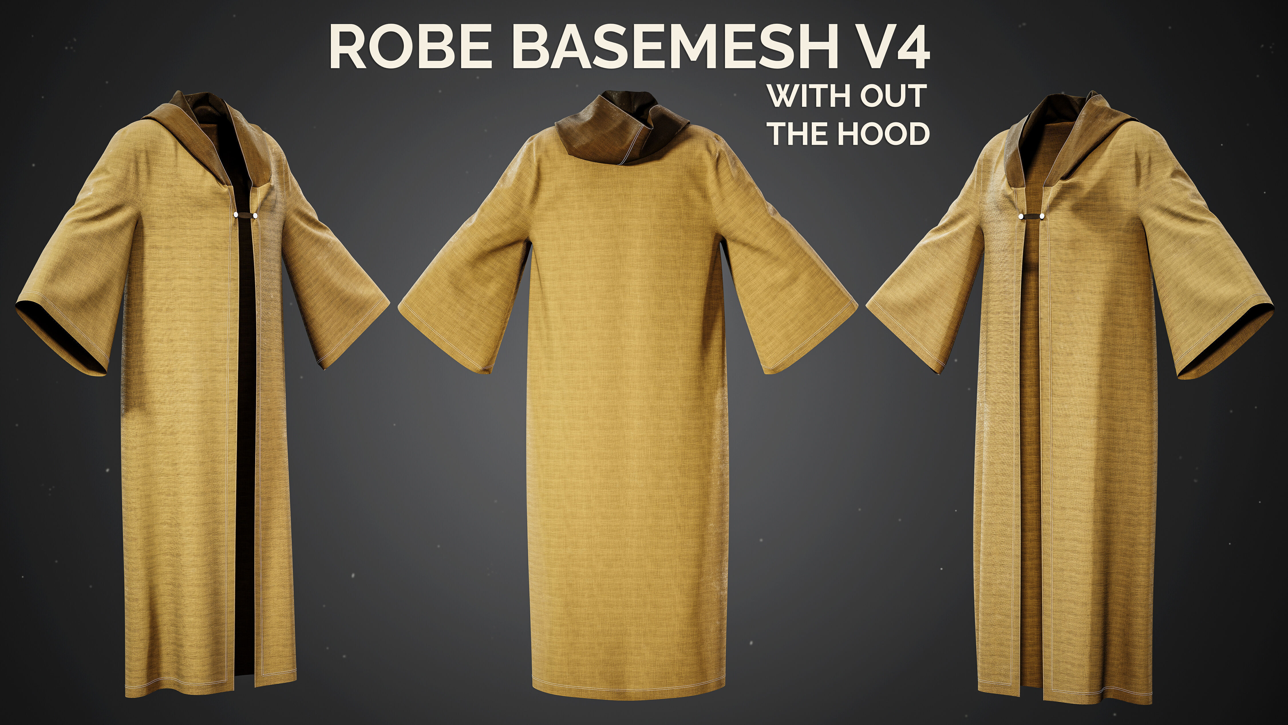 9 Wizard Robe Basemesh Models - Fantasy Mage Cloaks 3D model_10