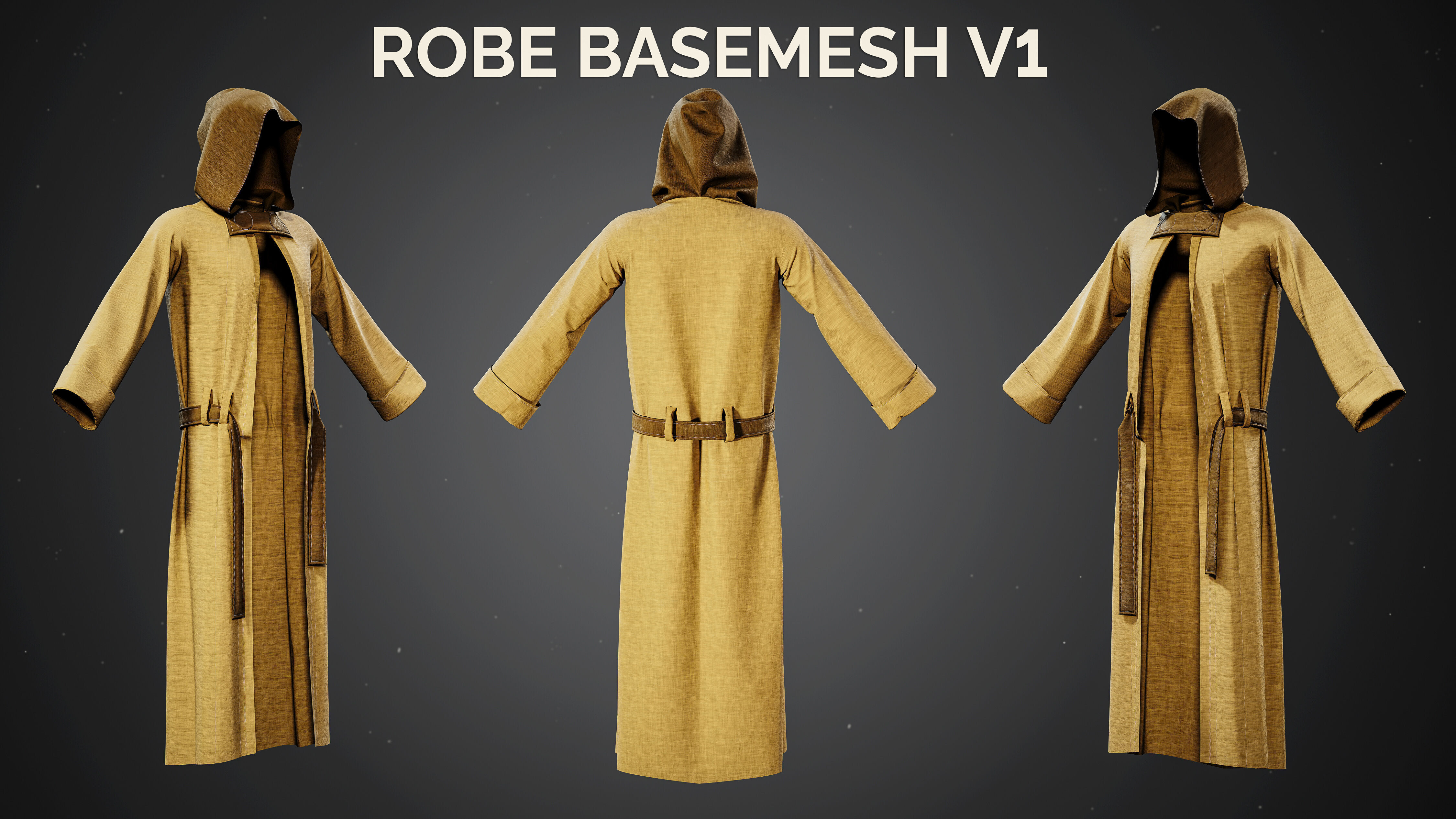 9 Wizard Robe Basemesh Models - Fantasy Mage Cloaks 3D model_5