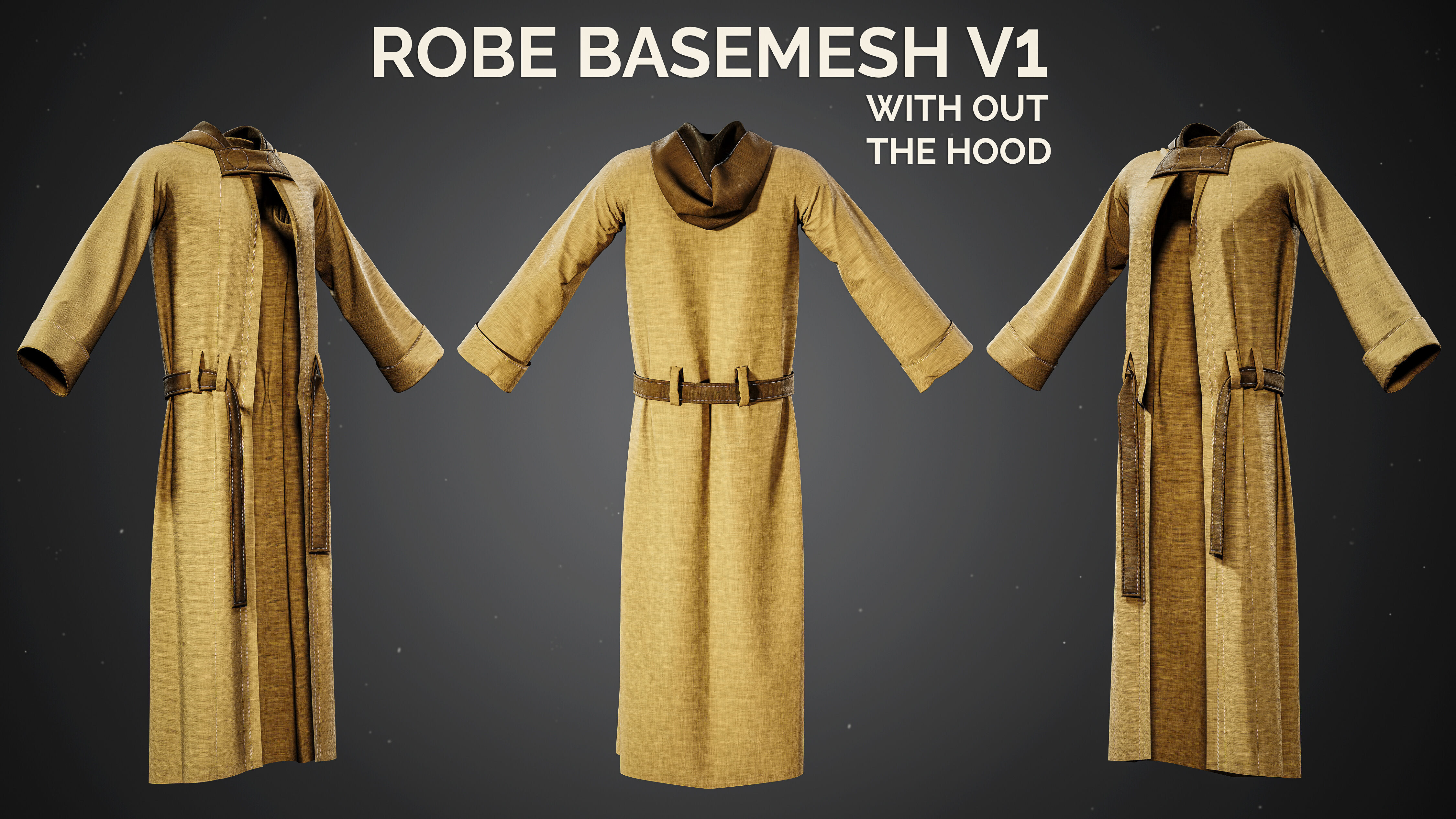 9 Wizard Robe Basemesh Models - Fantasy Mage Cloaks 3D model_6