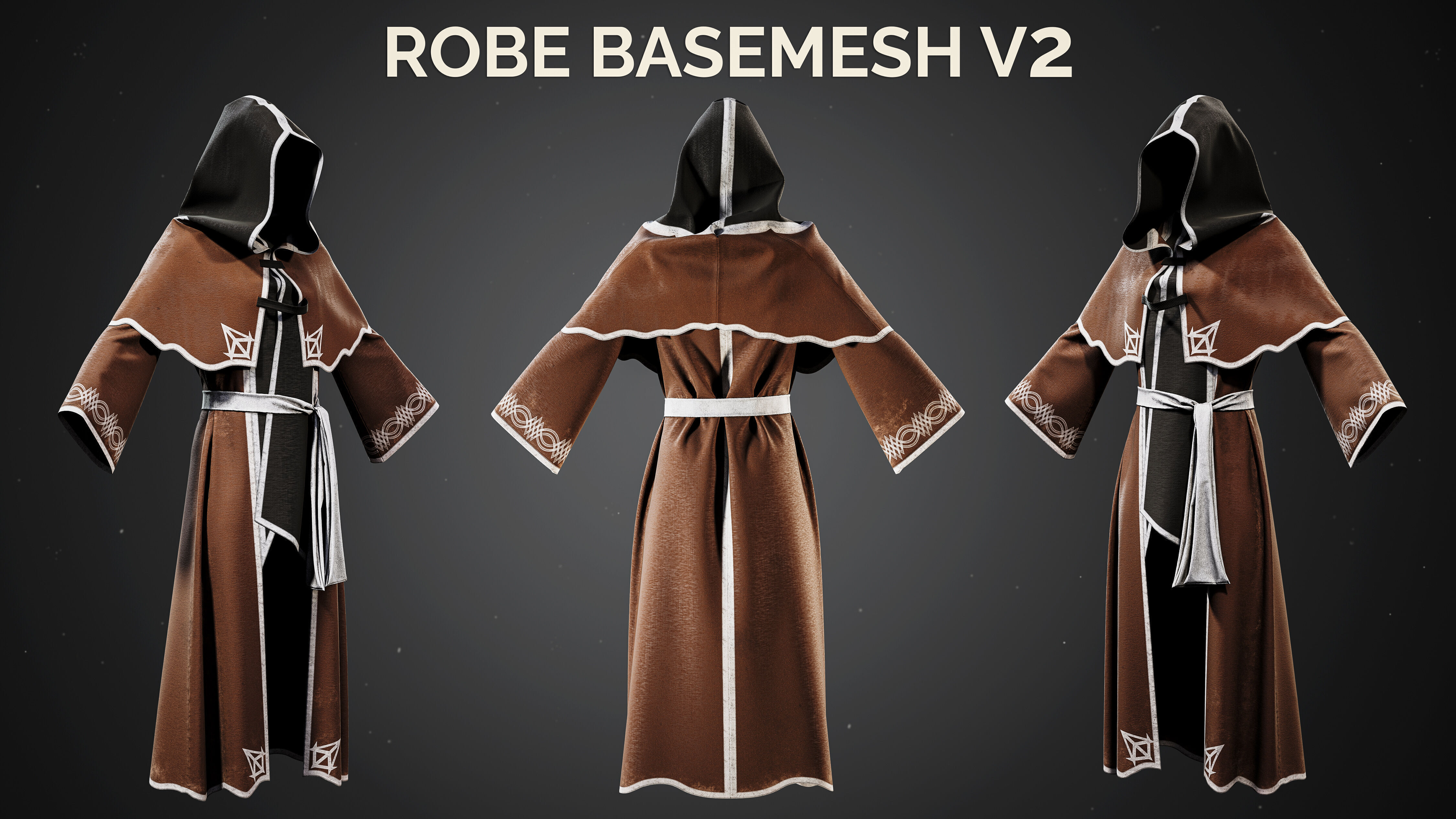 9 Wizard Robe Basemesh Models - Fantasy Mage Cloaks 3D model_2