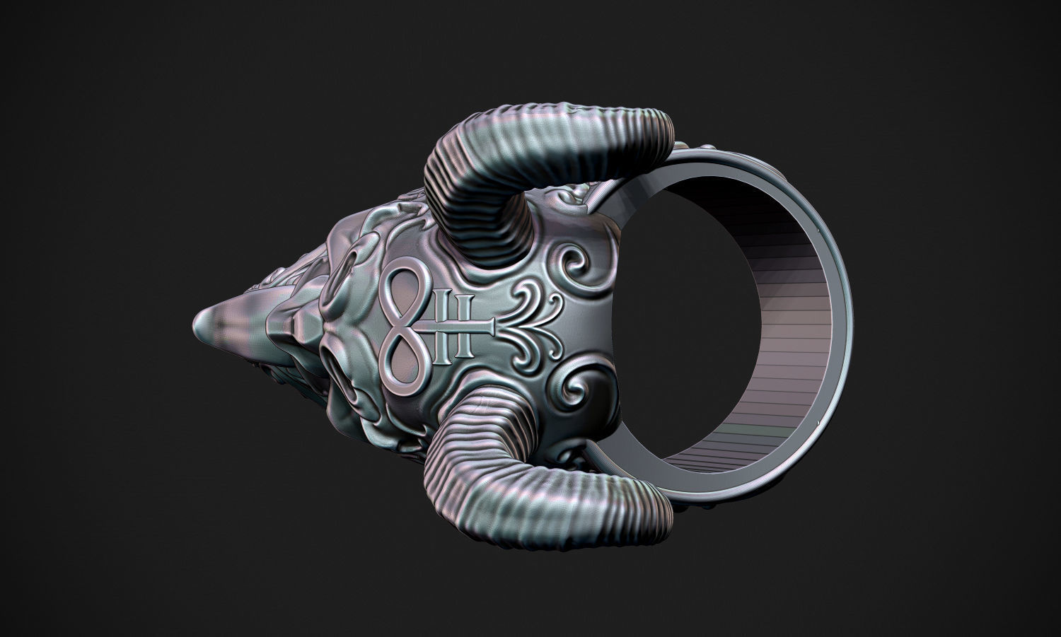 Stylized Demon Ring 3D print model_5