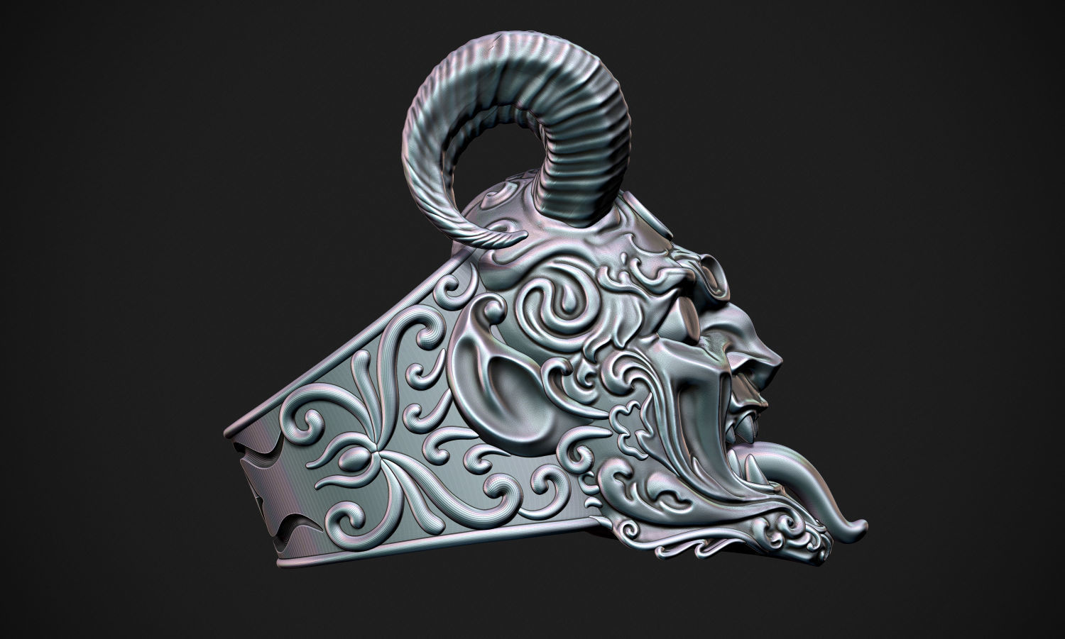 Stylized Demon Ring 3D print model_1