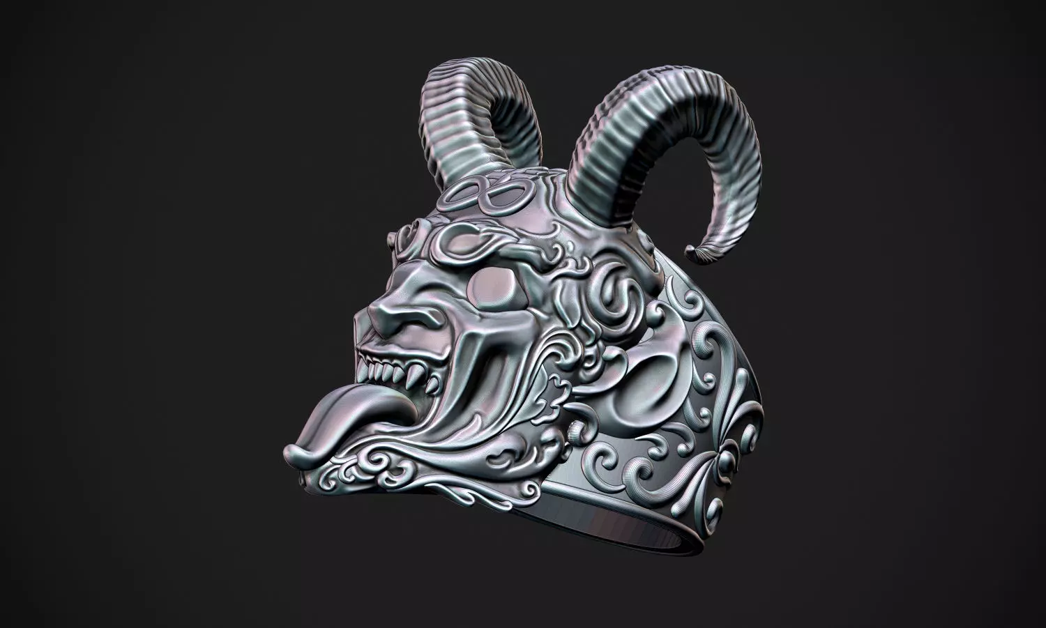Stylized Demon Ring 3D print model_0
