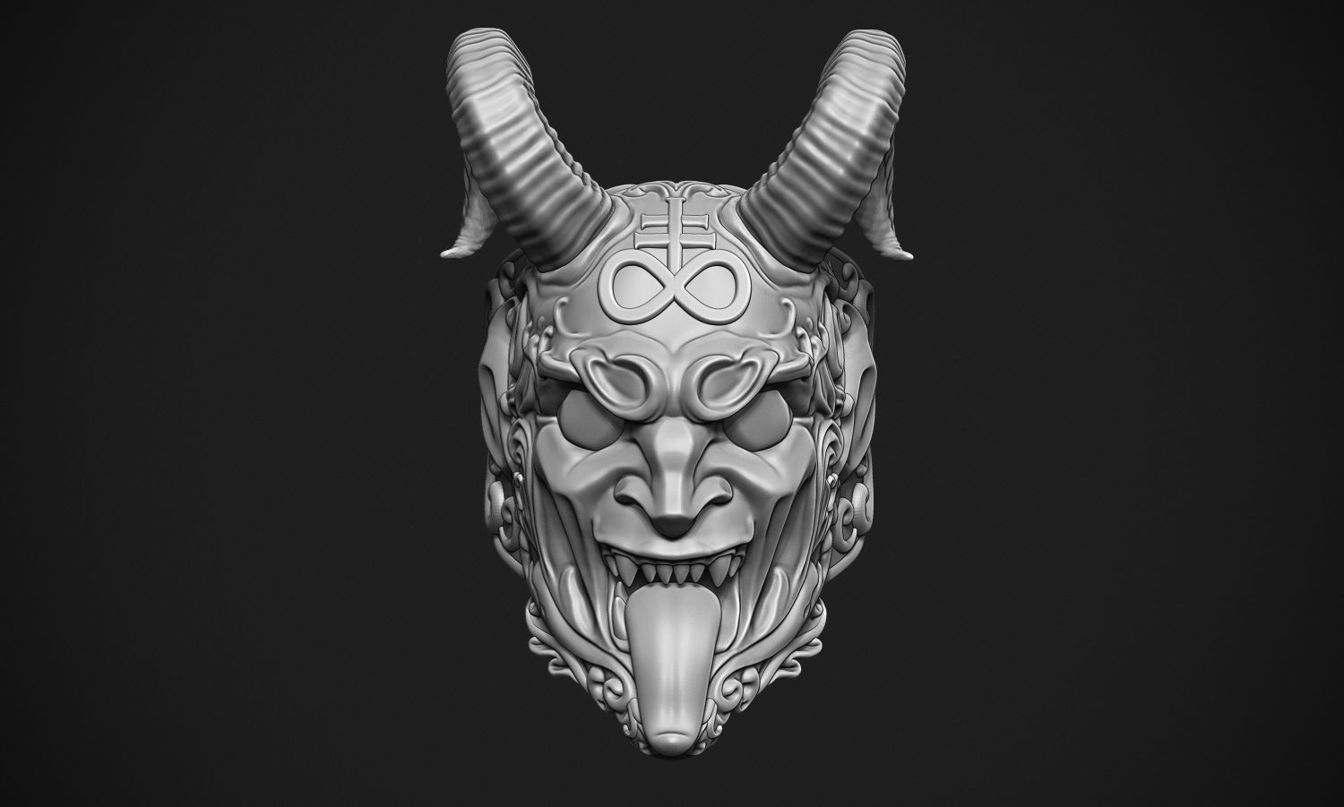 Stylized Demon Ring 3D print model_2