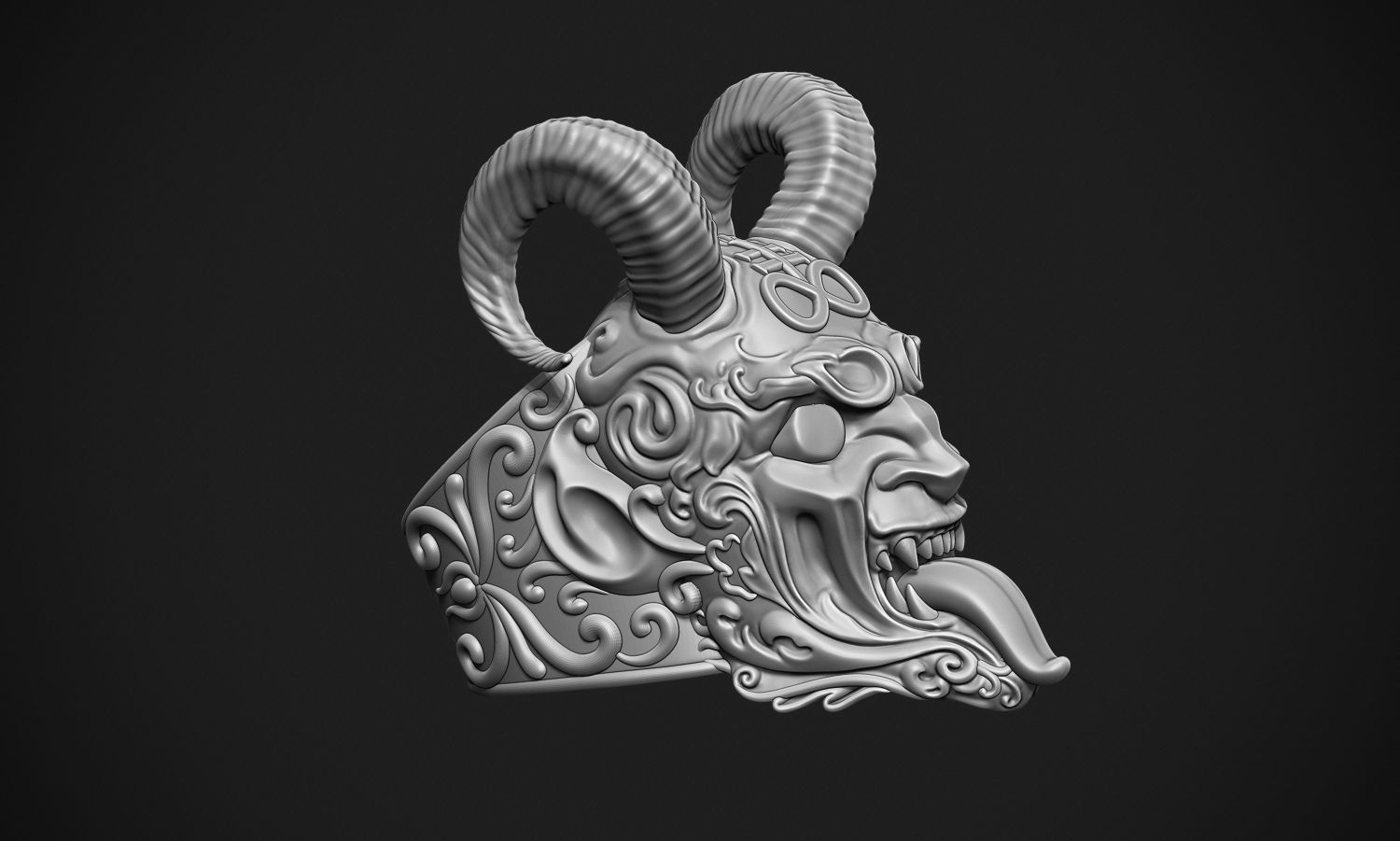 Stylized Demon Ring 3D print model_6