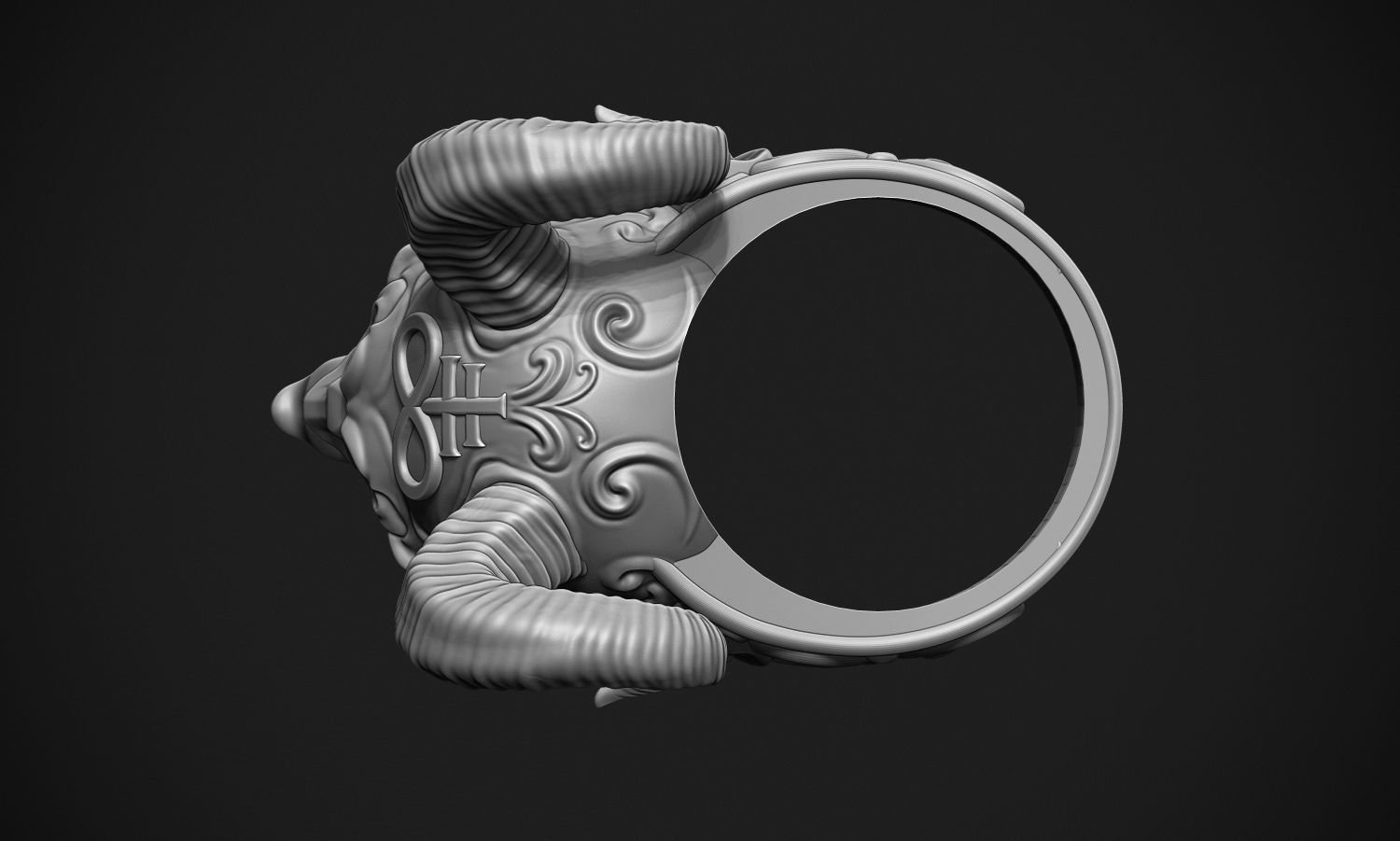 Stylized Demon Ring 3D print model_7
