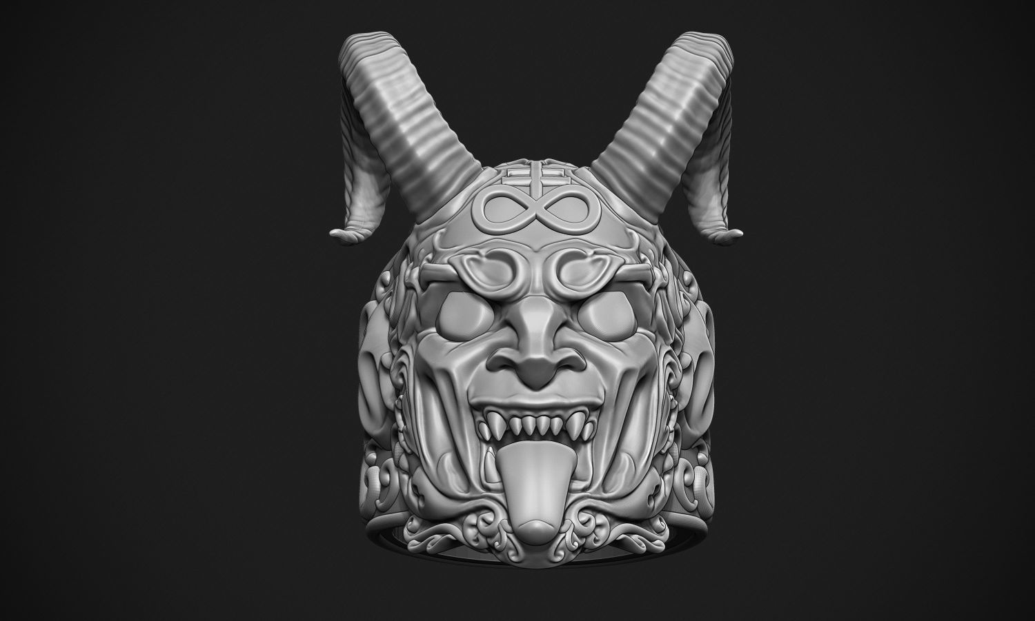 Stylized Demon Ring 3D print model_3