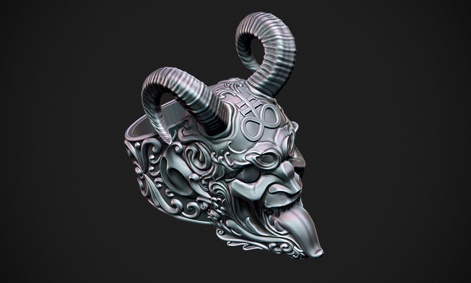 Stylized Demon Ring 3D print model_4