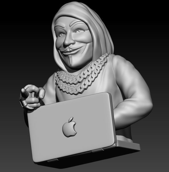 Anonymous  finger watch 3D print model_3