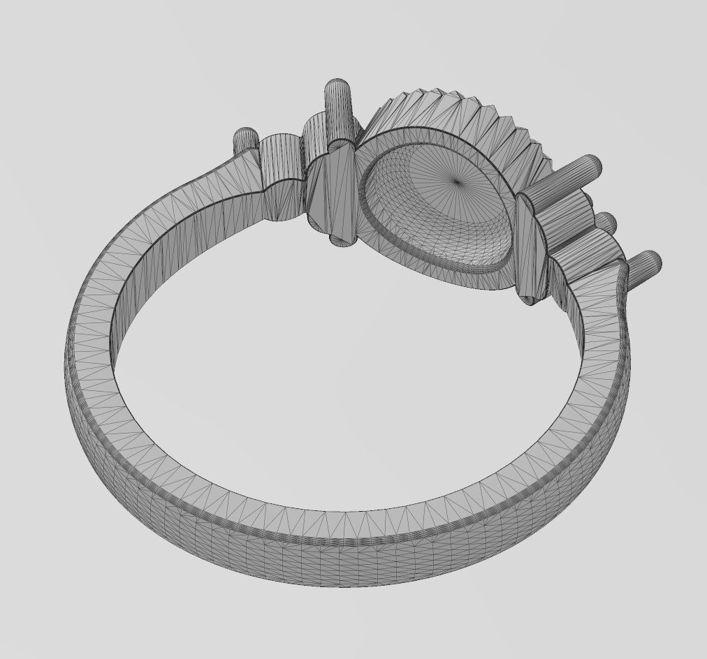 Fluted diamond cluster ring US sizes 6 7 8 3D print model_14