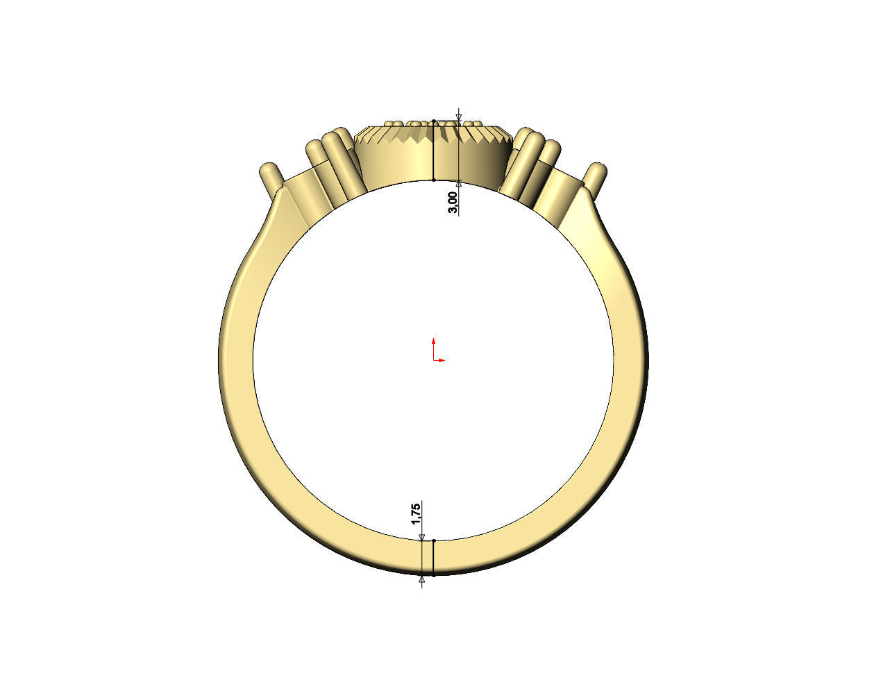 Fluted diamond cluster ring US sizes 6 7 8 3D print model_7