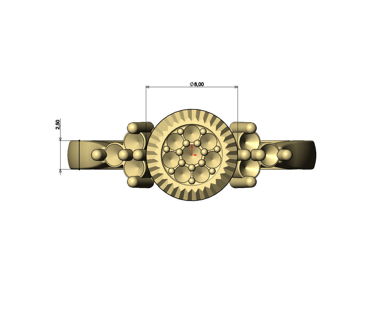 Fluted diamond cluster ring US sizes 6 7 8 3D print model_8