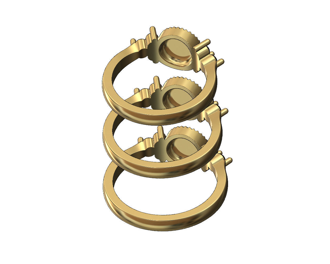 Fluted diamond cluster ring US sizes 6 7 8 3D print model_3