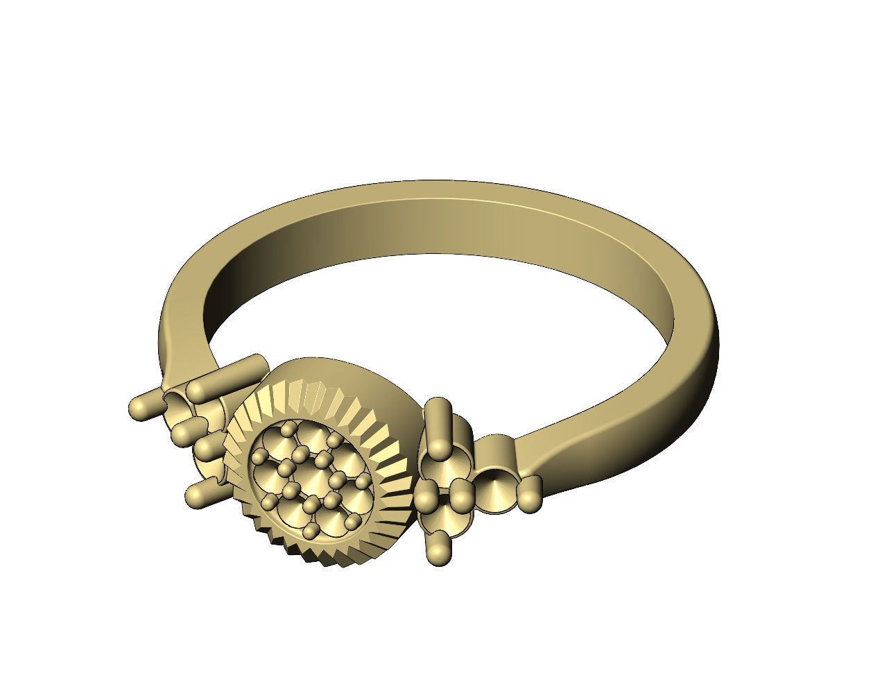 Fluted diamond cluster ring US sizes 6 7 8 3D print model_9