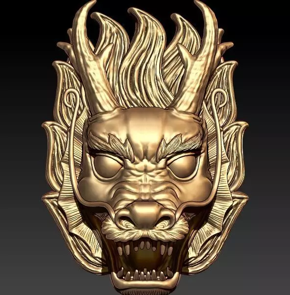 Chinese Dragon Face Pendant 3D print model