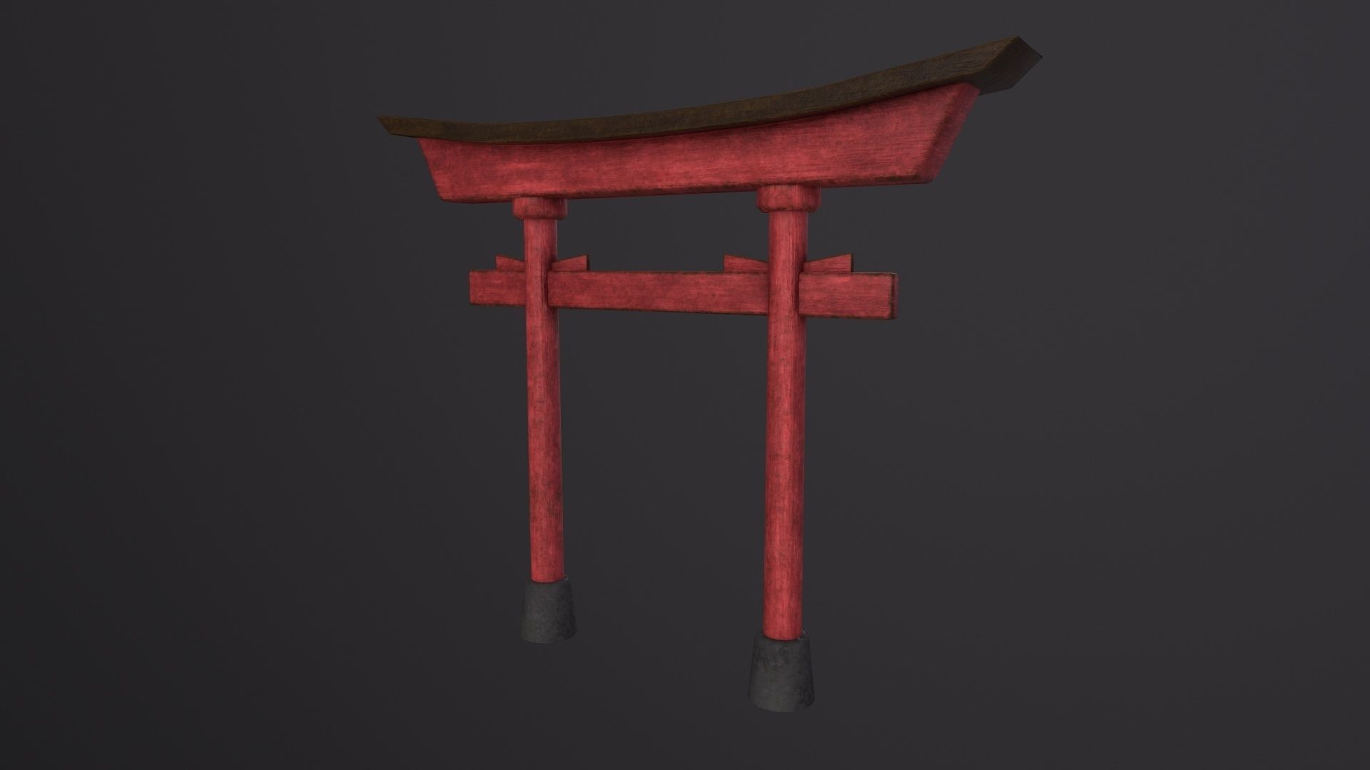 Old Japanese Torii Gate 3D Model Low-poly 3D model_3
