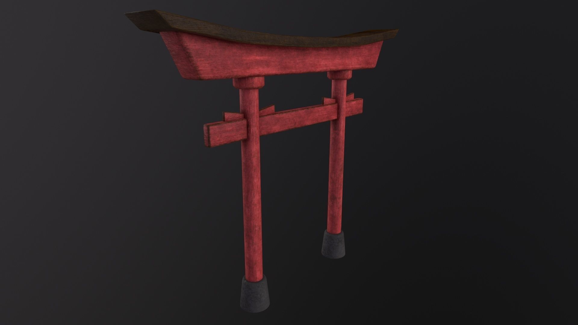 Old Japanese Torii Gate 3D Model Low-poly 3D model_4