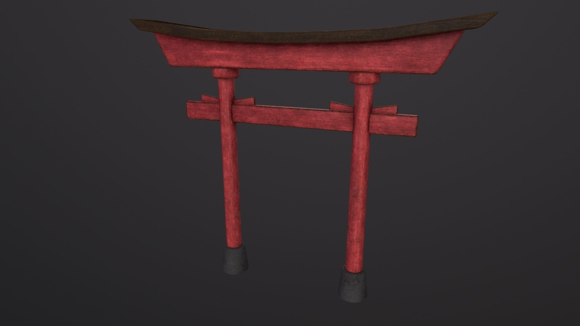 Old Japanese Torii Gate 3D Model Low-poly 3D model_5