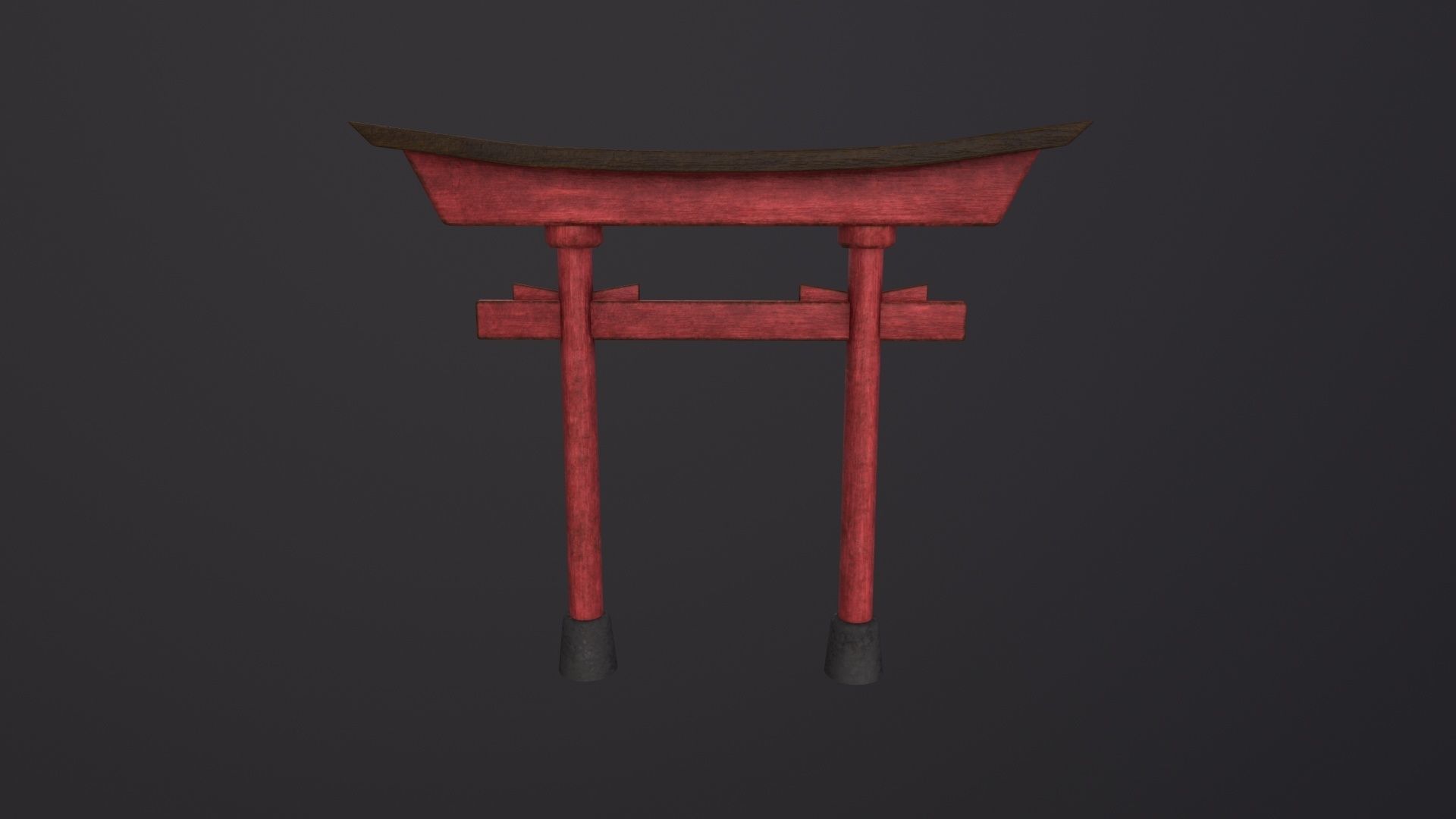Old Japanese Torii Gate 3D Model Low-poly 3D model_2