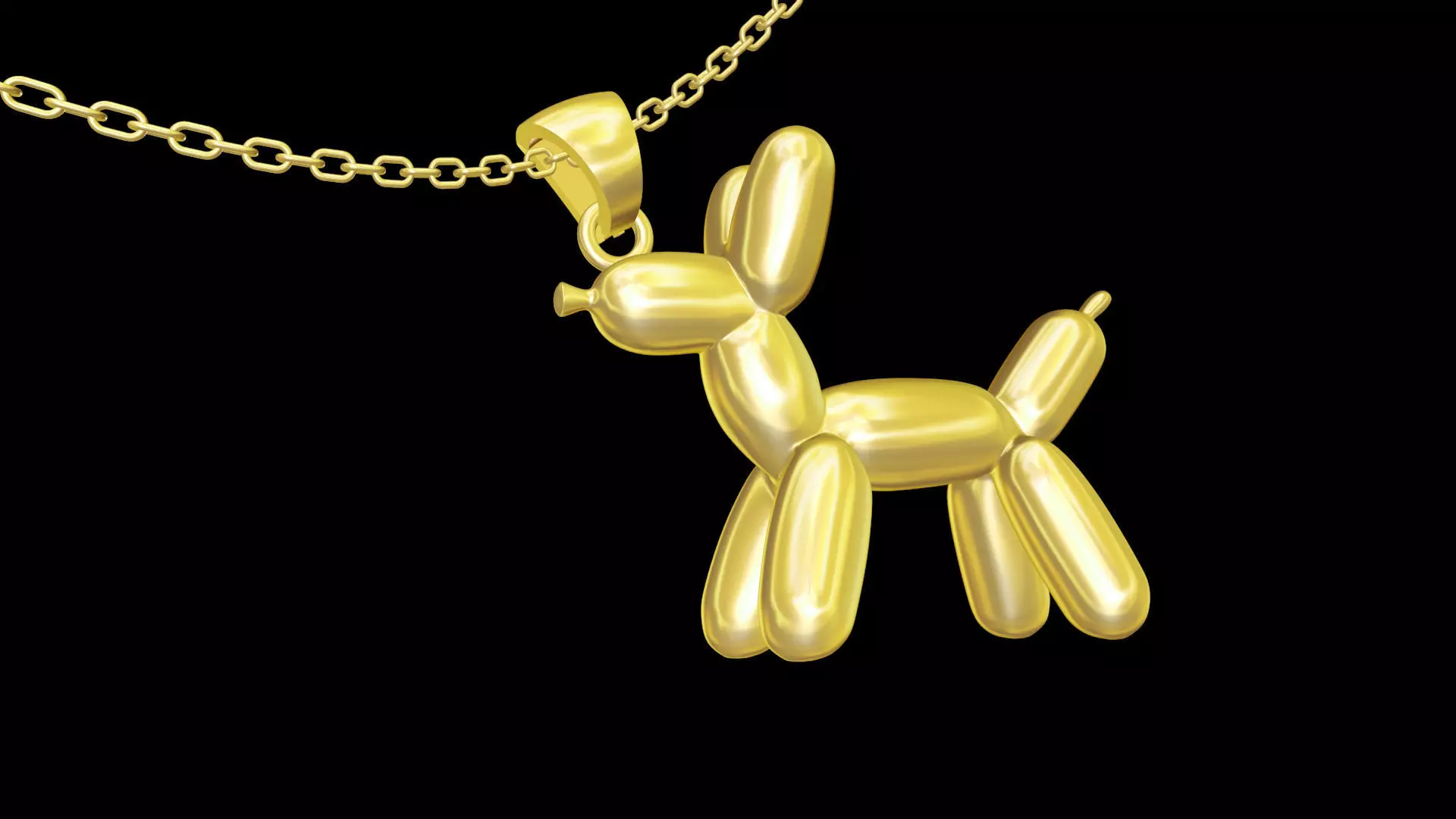 Dog Balloon Pendant Jewelry Gold 3D Print 3D print model