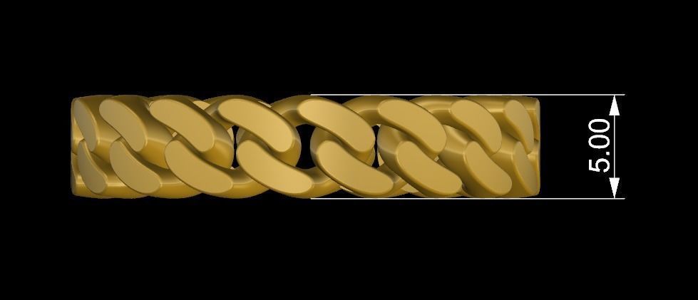 Cuban Link Chain Ring 5 mm Wide - DIFERENT SIZES 3D print model_7