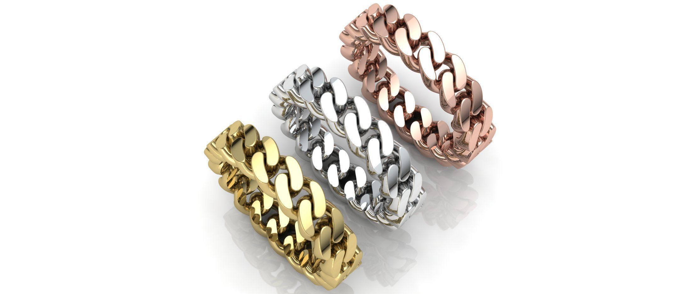 Cuban Link Chain Ring 5 mm Wide - DIFERENT SIZES 3D print model_1