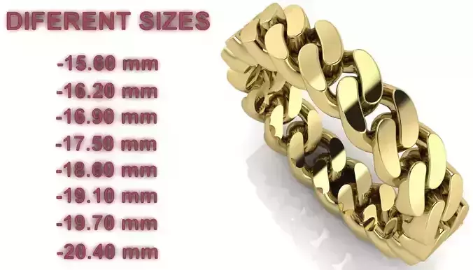 Cuban Link Chain Ring 5 mm Wide - DIFERENT SIZES 3D print model