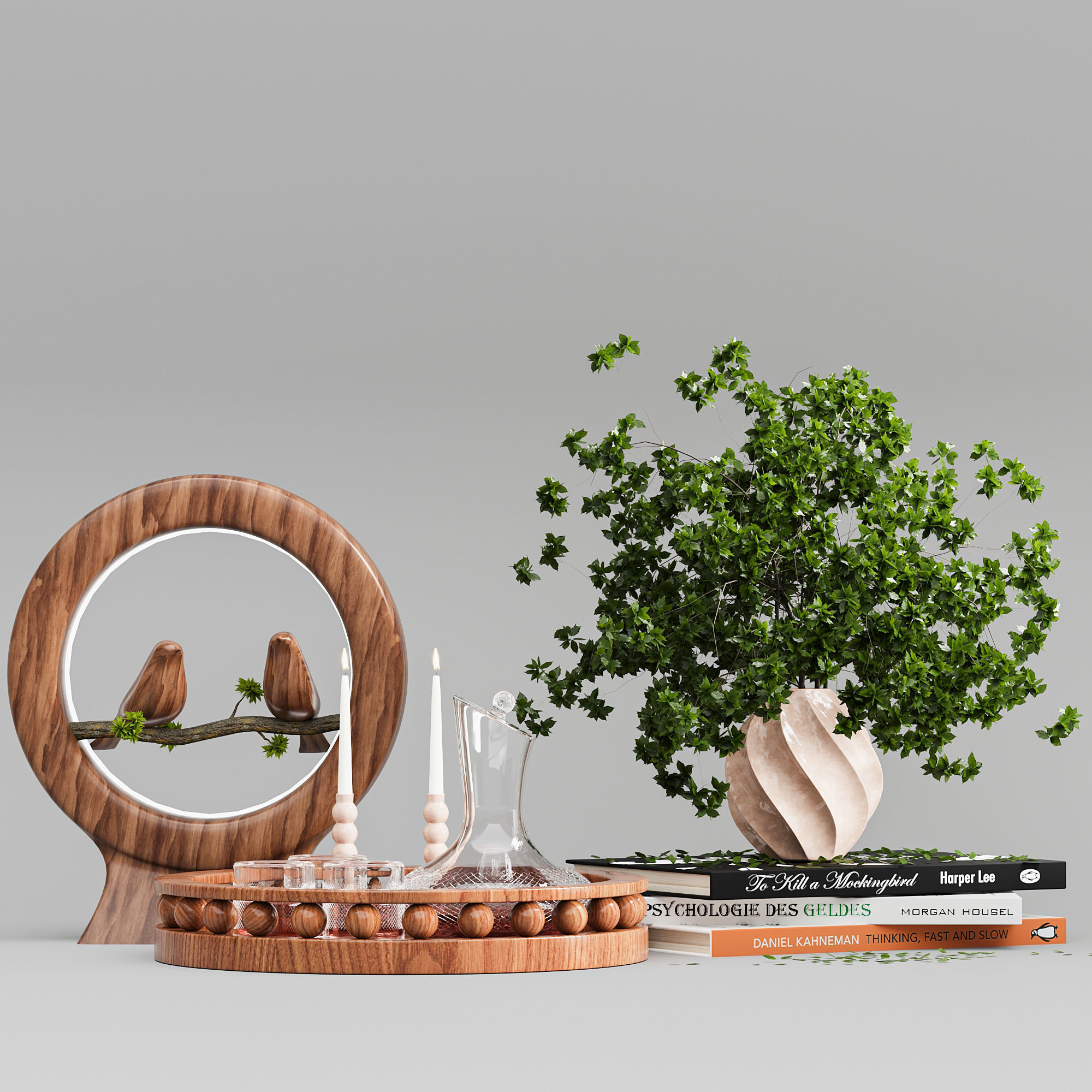 sparrow decorative set  3D model_3