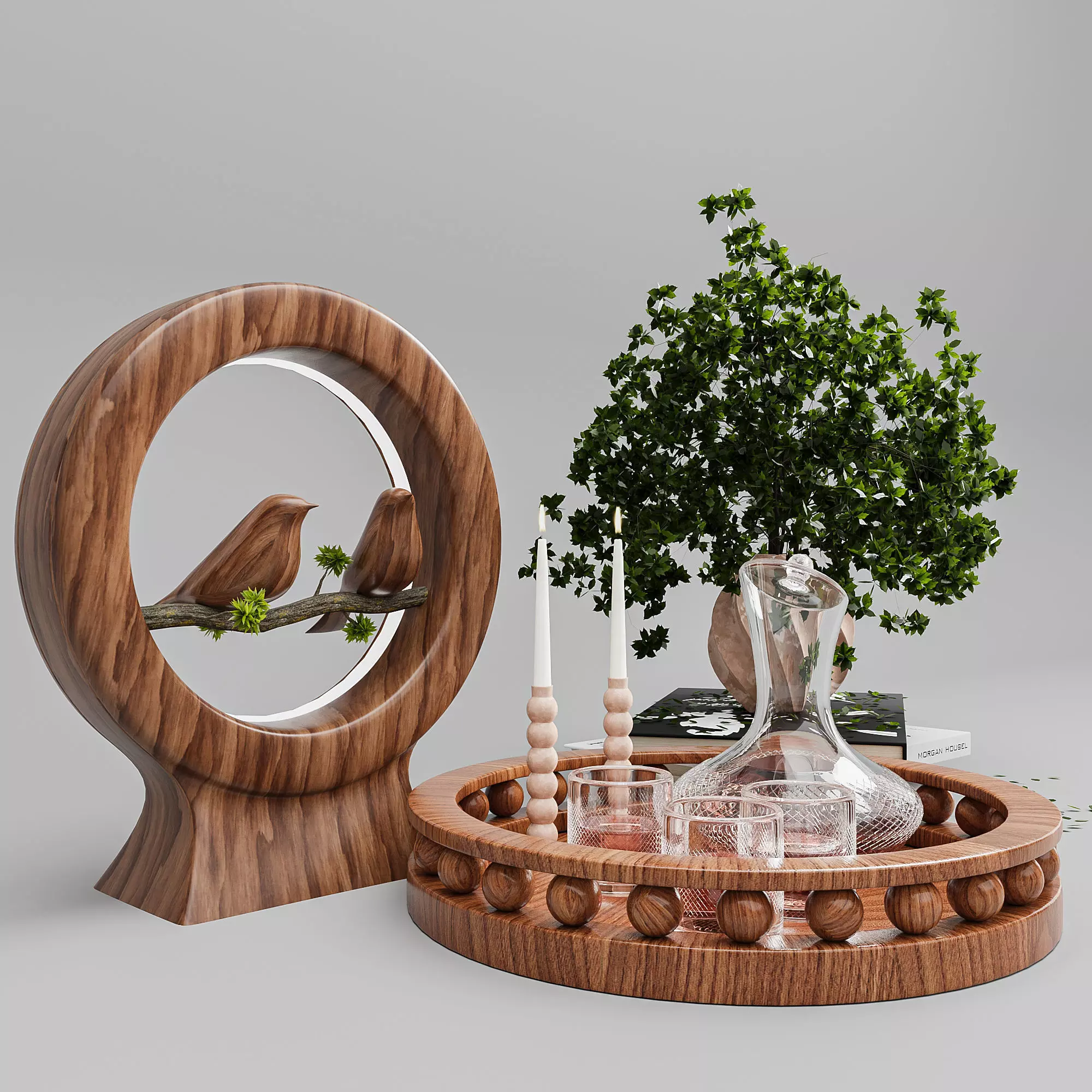sparrow decorative set  3D model_0